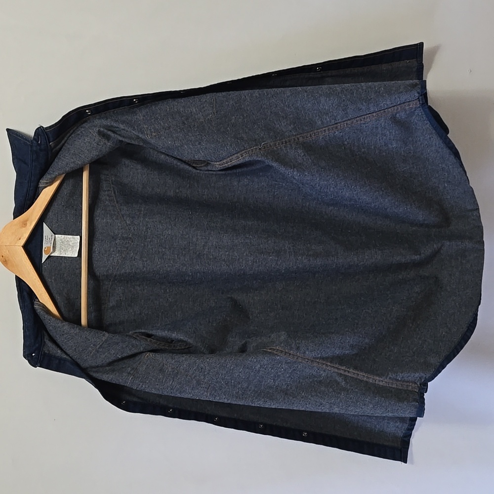 Vintage 90s Men's Carhartt Denim Western Pearl Snap Shirt Rugged Outdoor Work - Picture 8 of 12